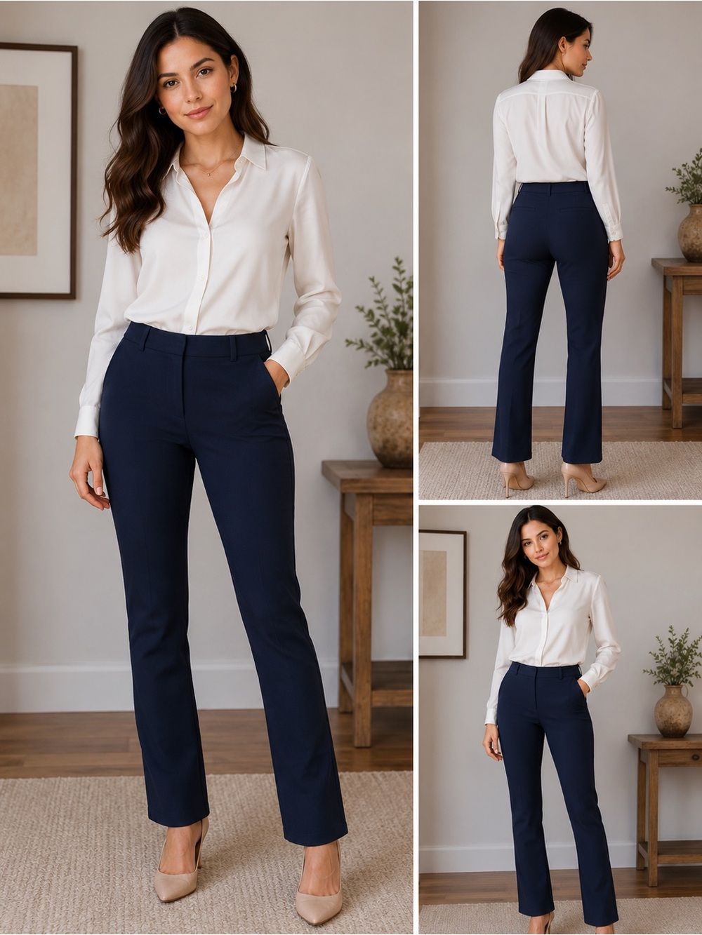 Christian Siriano Navy Blue Tailored Trousers Pants Size 2